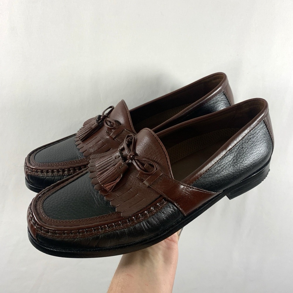 Johnston & Murphy 2 Tone Leather Kiltie Tassel Loafers Size 11.5 M Old Money